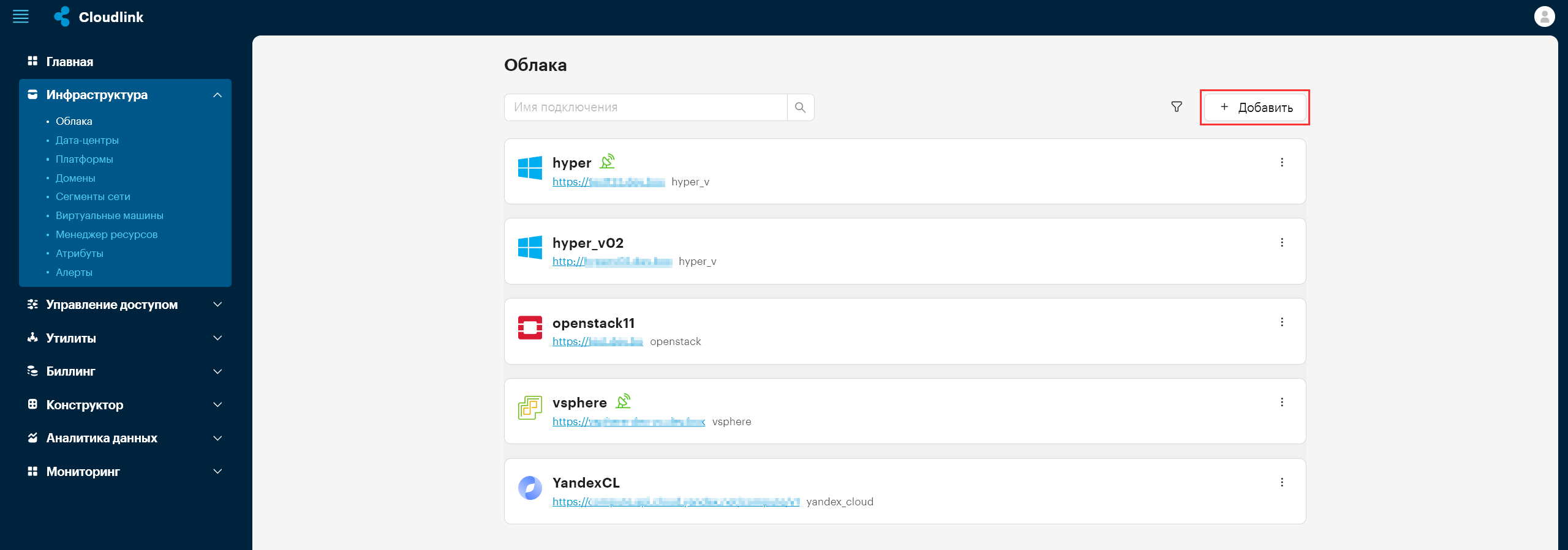 infra cloud add connection