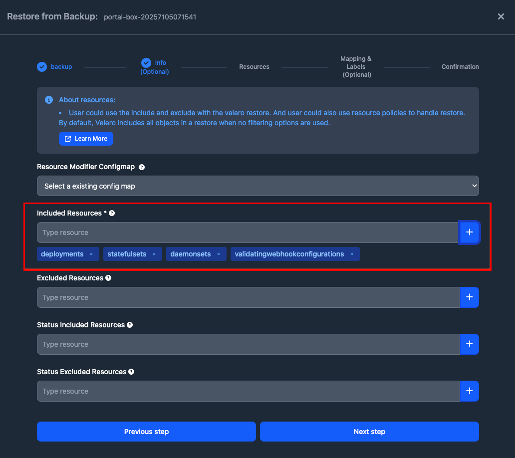 velero restore objects 1