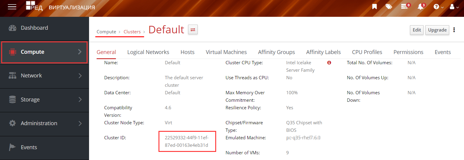 redvirt id cluster
