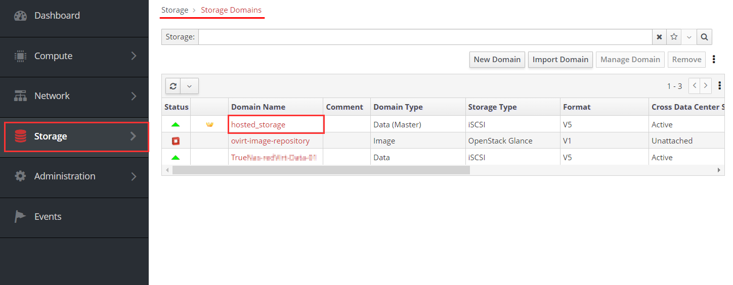 redvirt storage domains