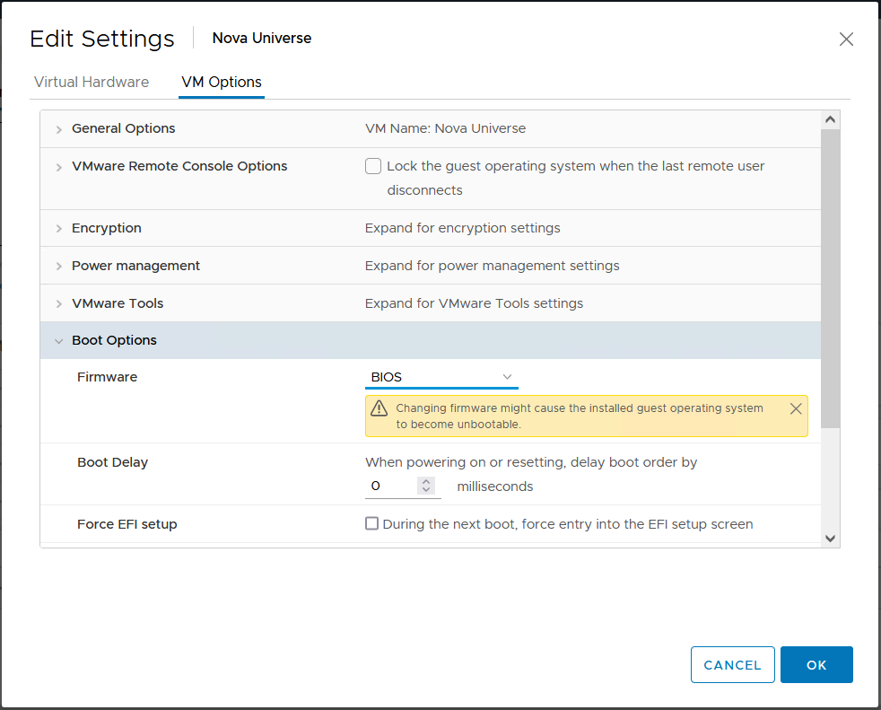 nova vmware vmoptions