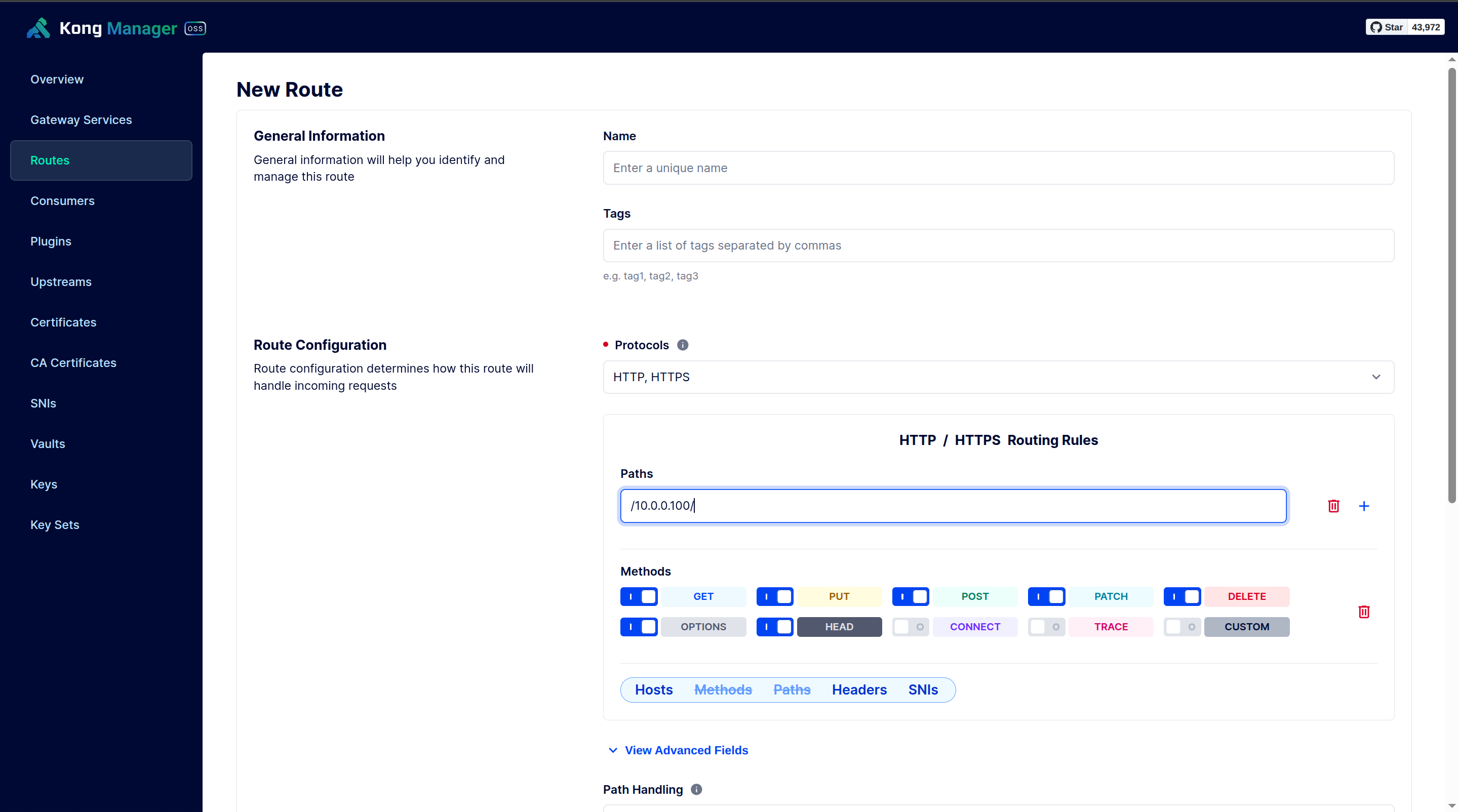 kong manager routes create 2
