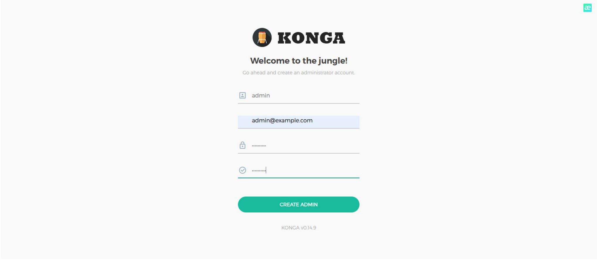 konga create admin