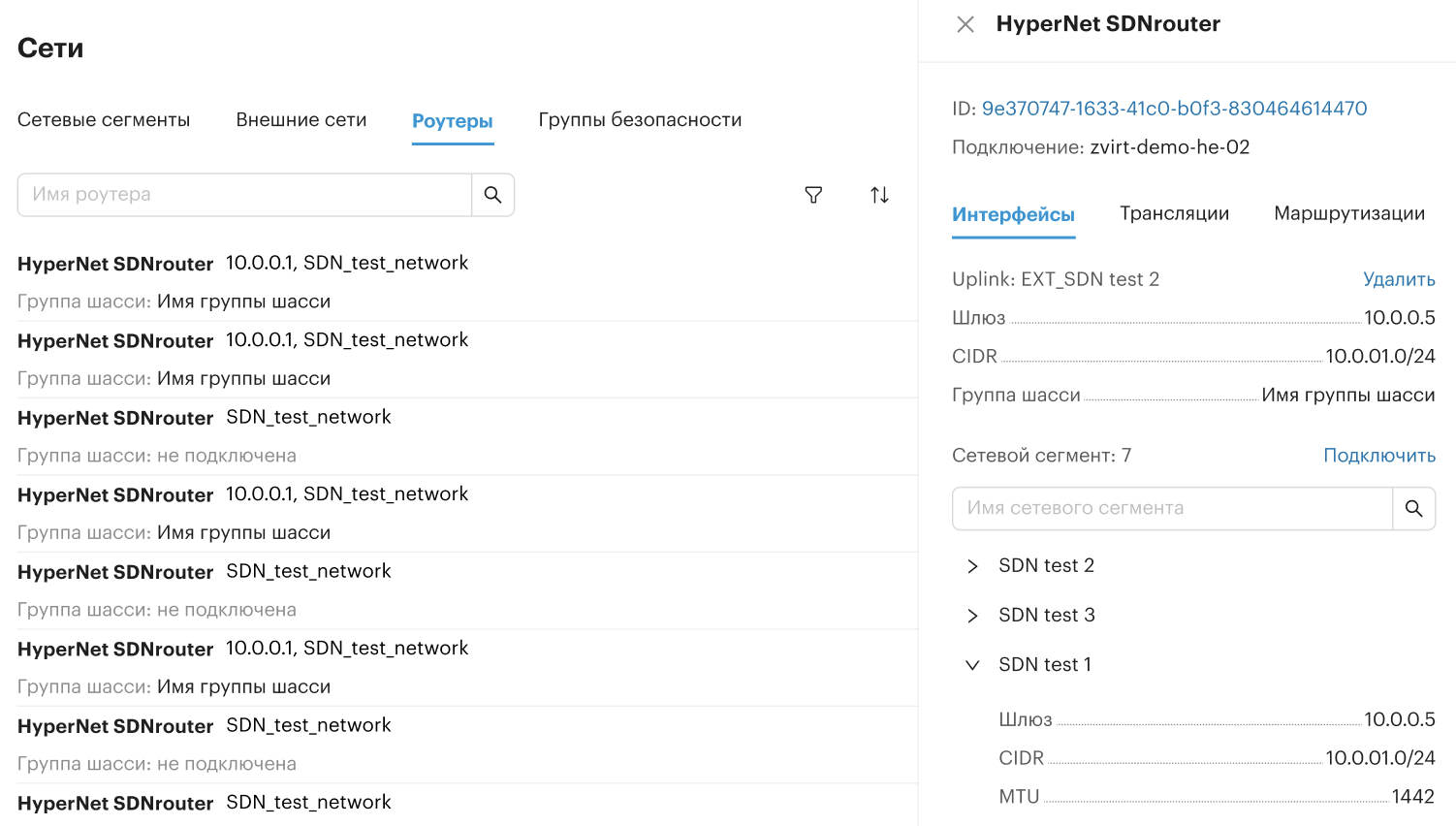 sdn details routers interfaces