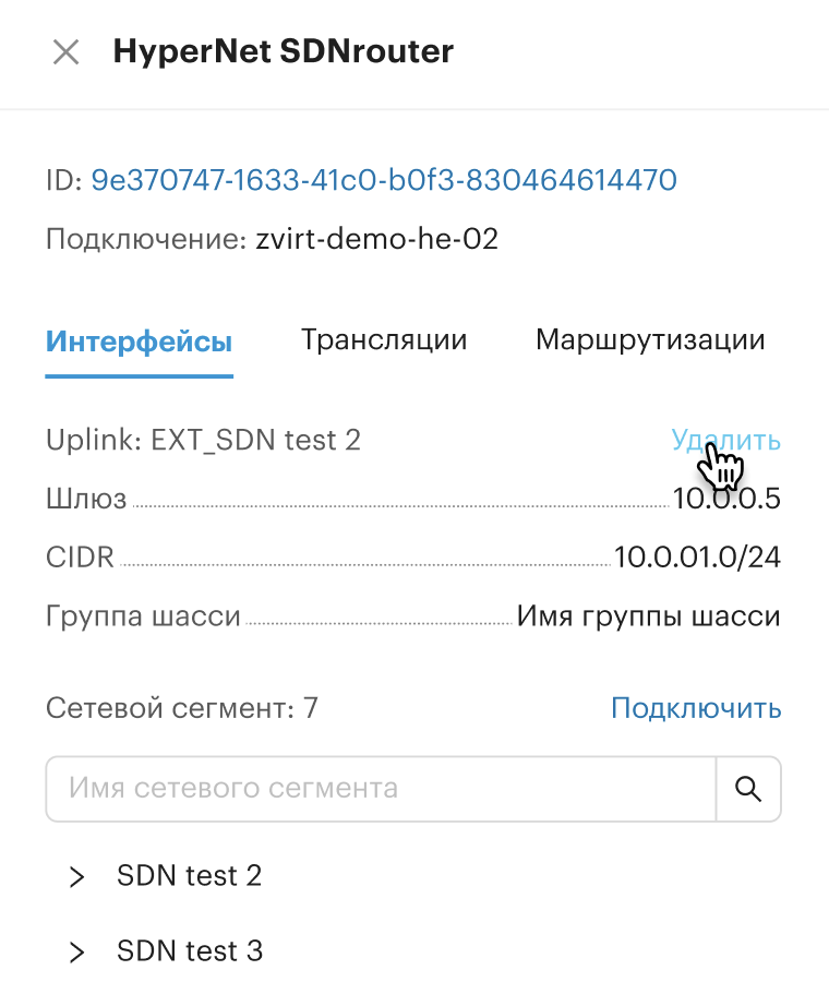 sdn routers delete interface uplink