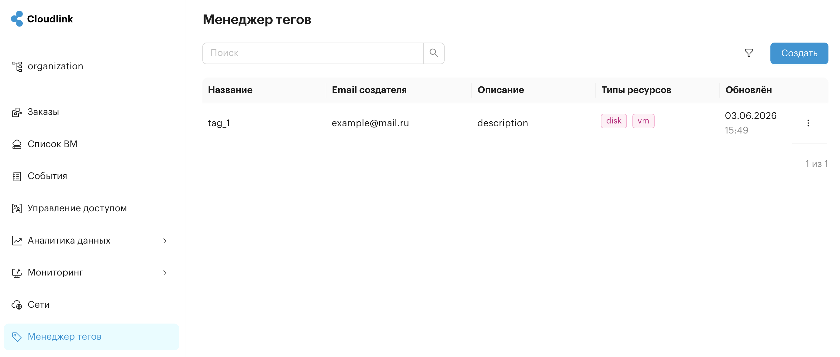 tag manager main page
