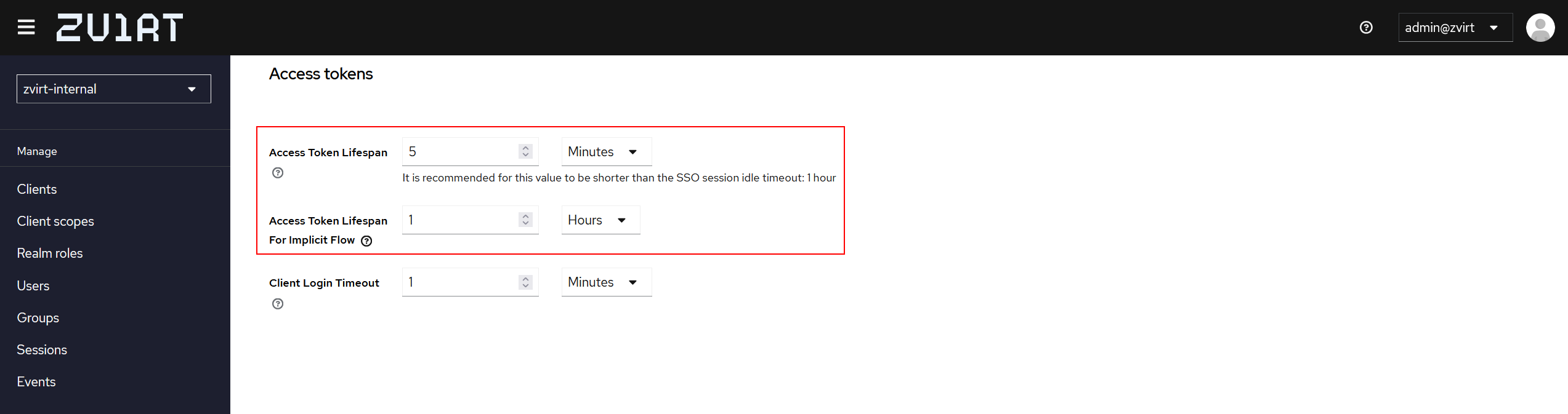 sso settings tokens
