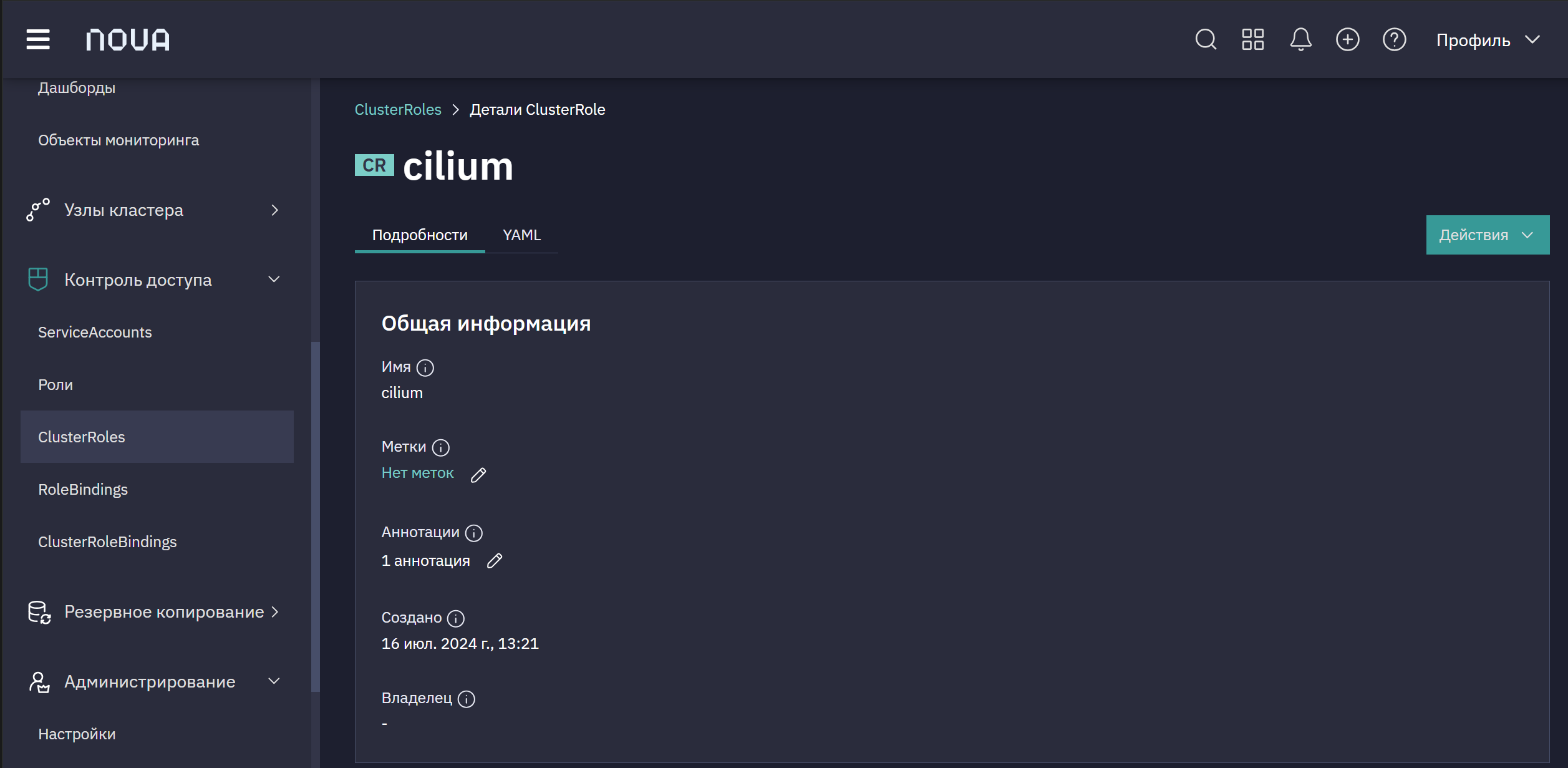 cluster role details