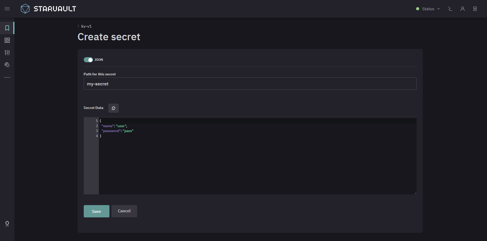 kv1 create secret 4