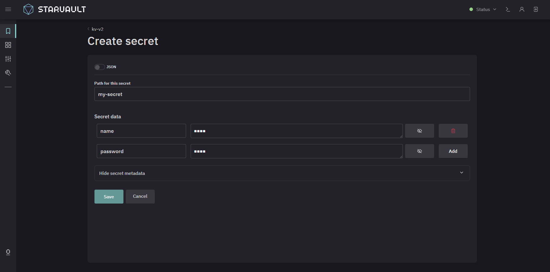 kv2 create secret 3