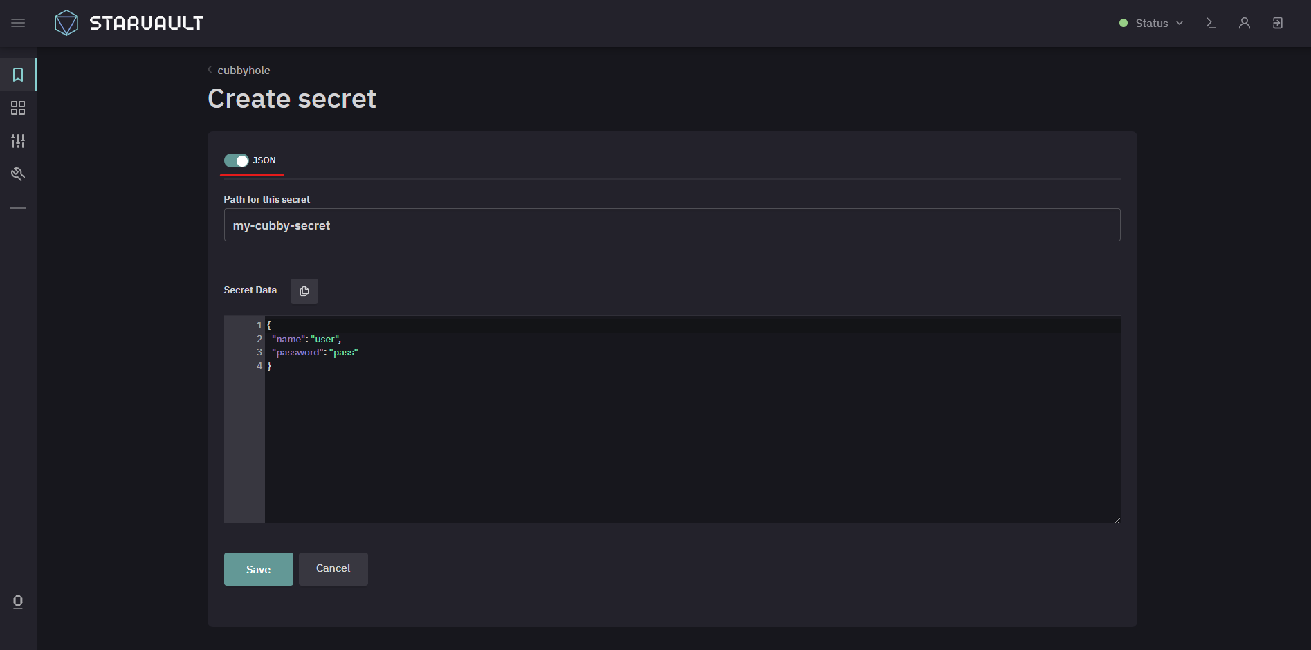 cubby create secret 3