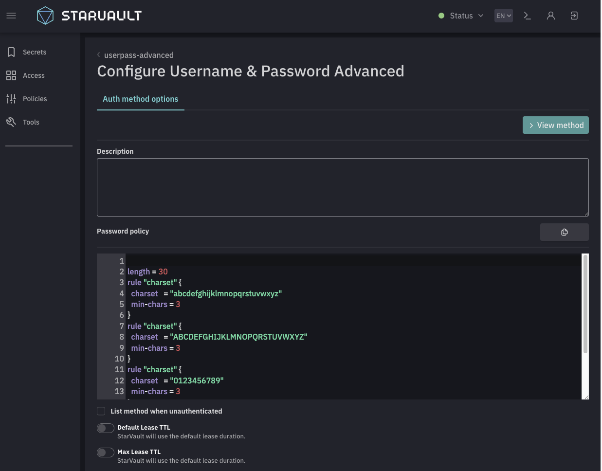 create conf advanced ui