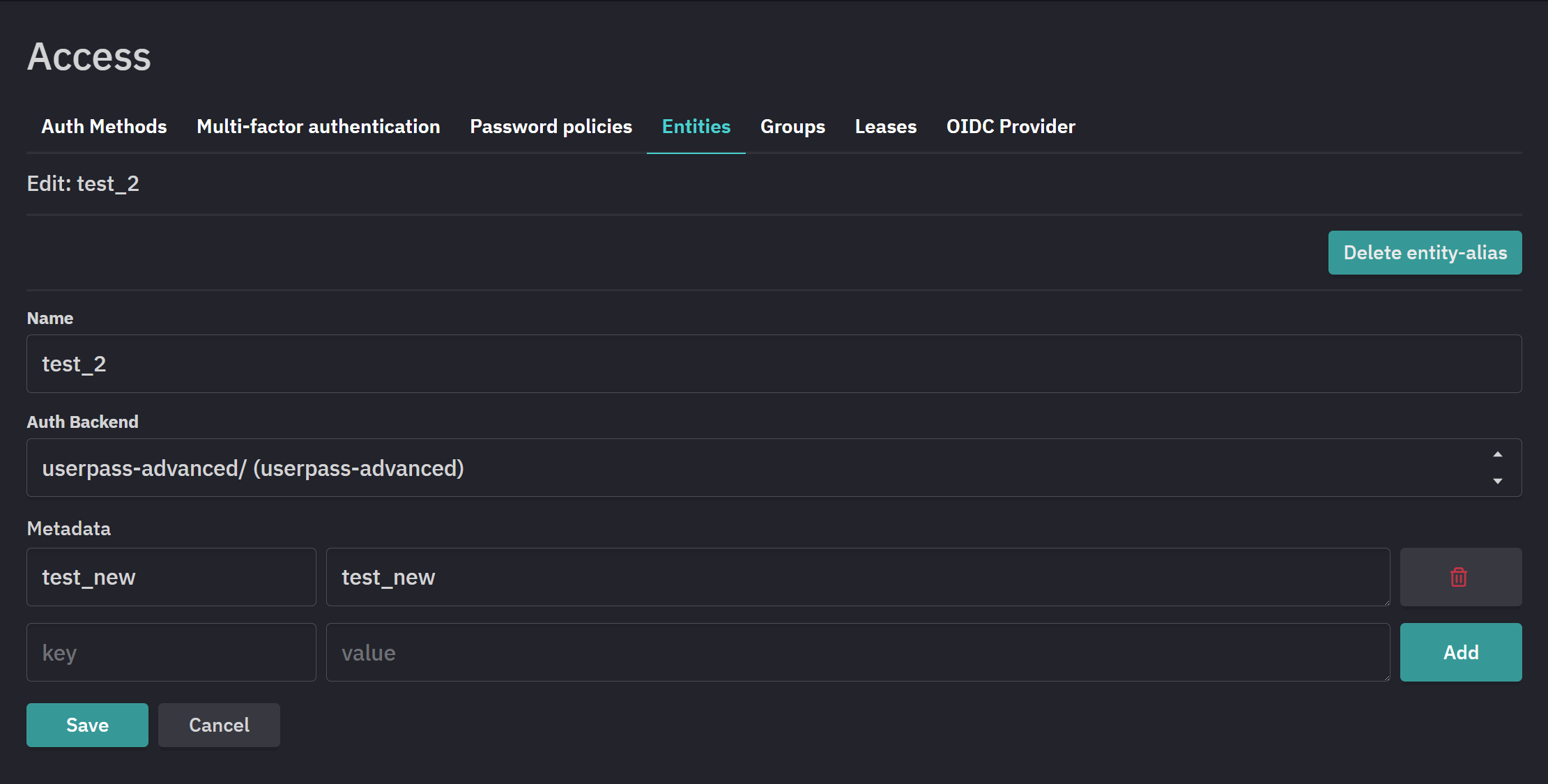 edit entity aliases
