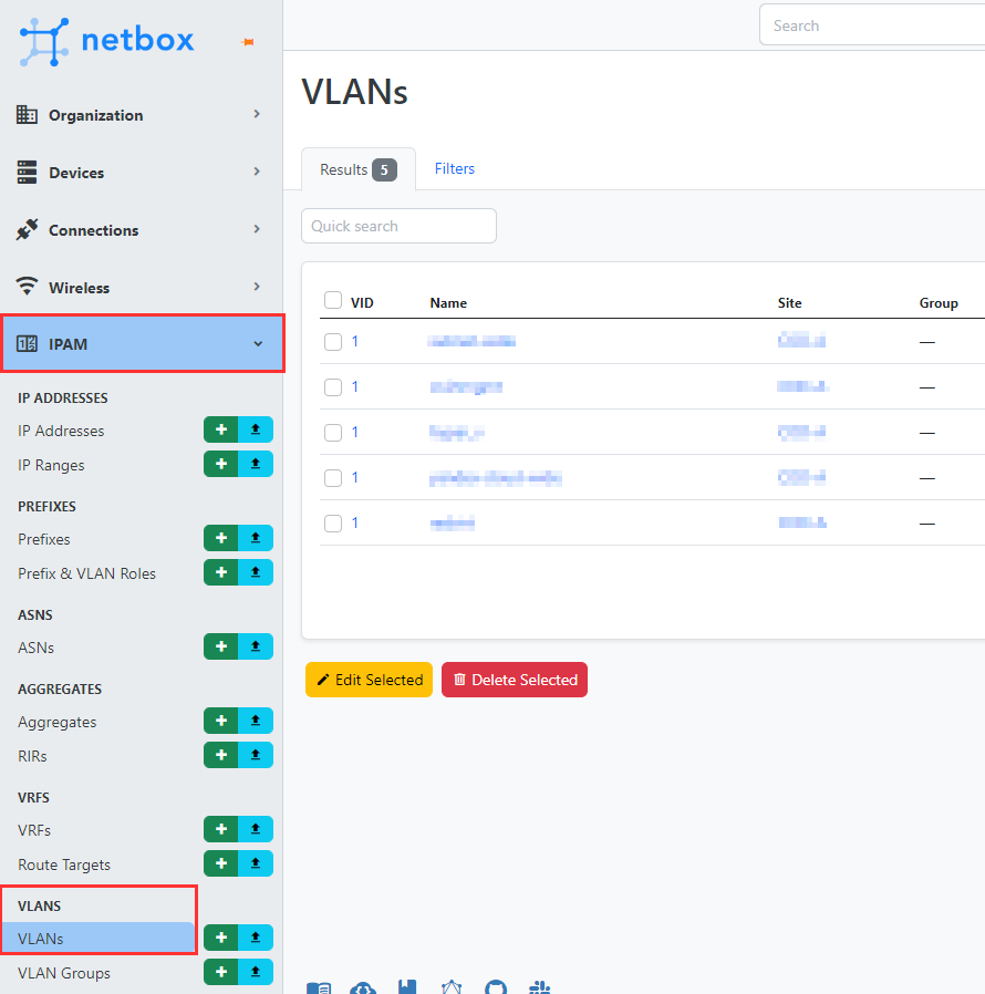 netbox  vlans