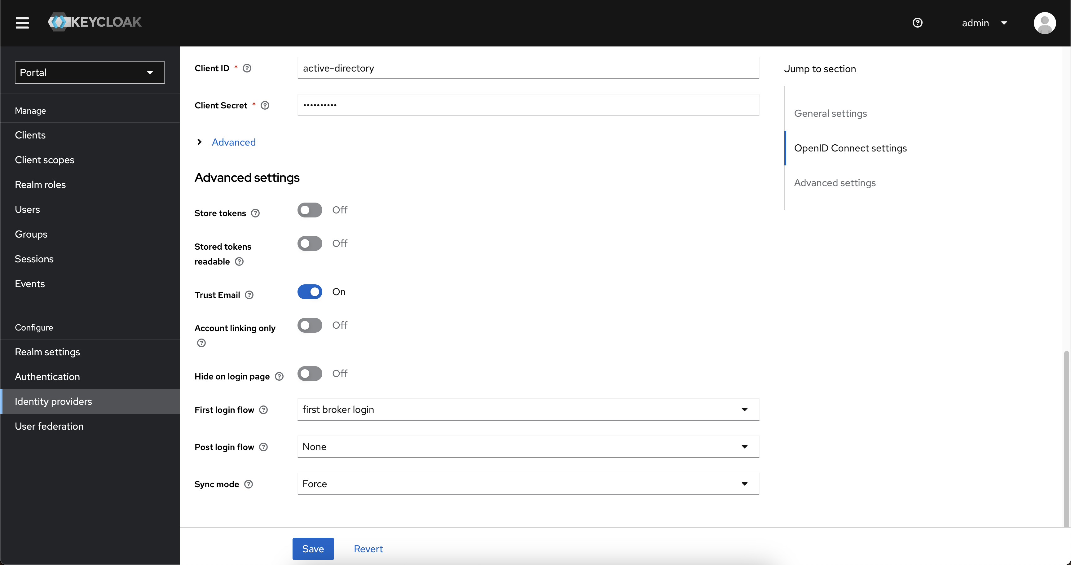 change identity providers settings