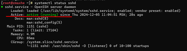 ssh status