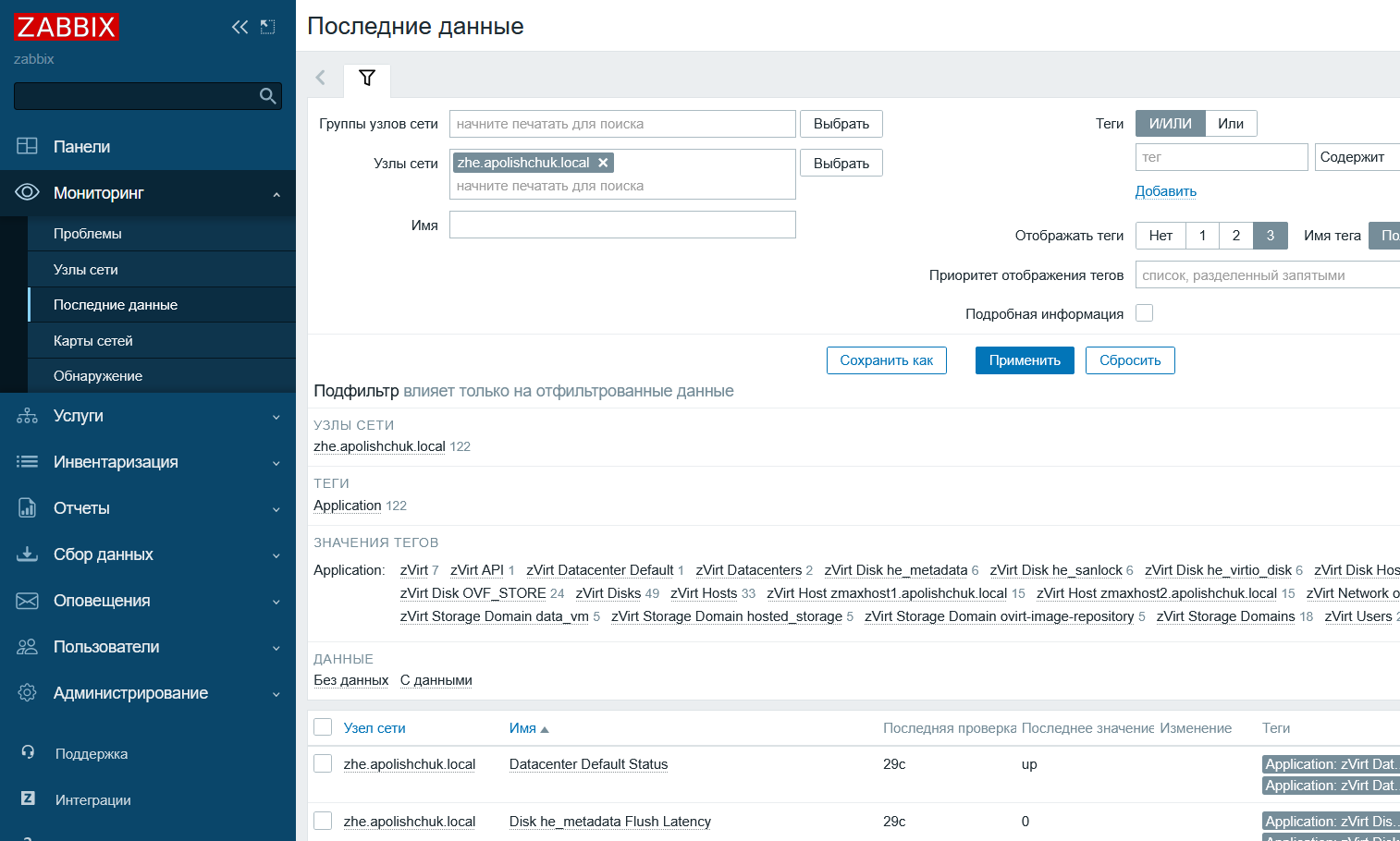 zabbix result