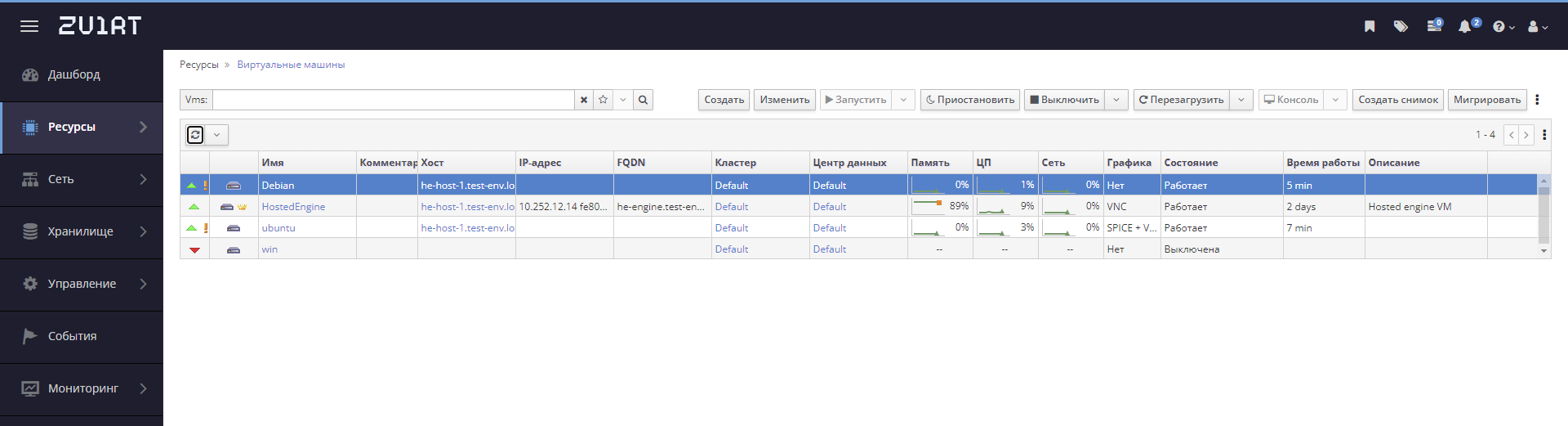 vm con disactive admin